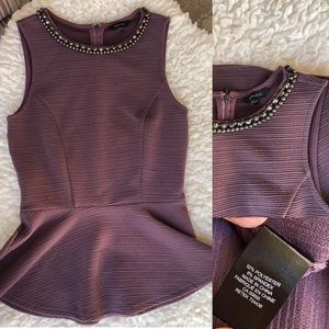 2/$15 RW&Co Sleeveless Peplum Top Beaded Neckline